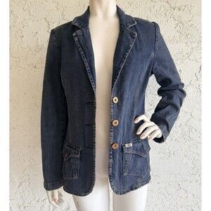 LEVI'S Denim Jean Blazer Jacket Blue Long Sleeve Womens Large
